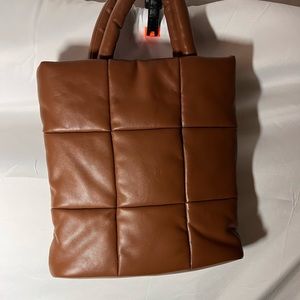 Women Aqua Brown soft leather Tote Bag